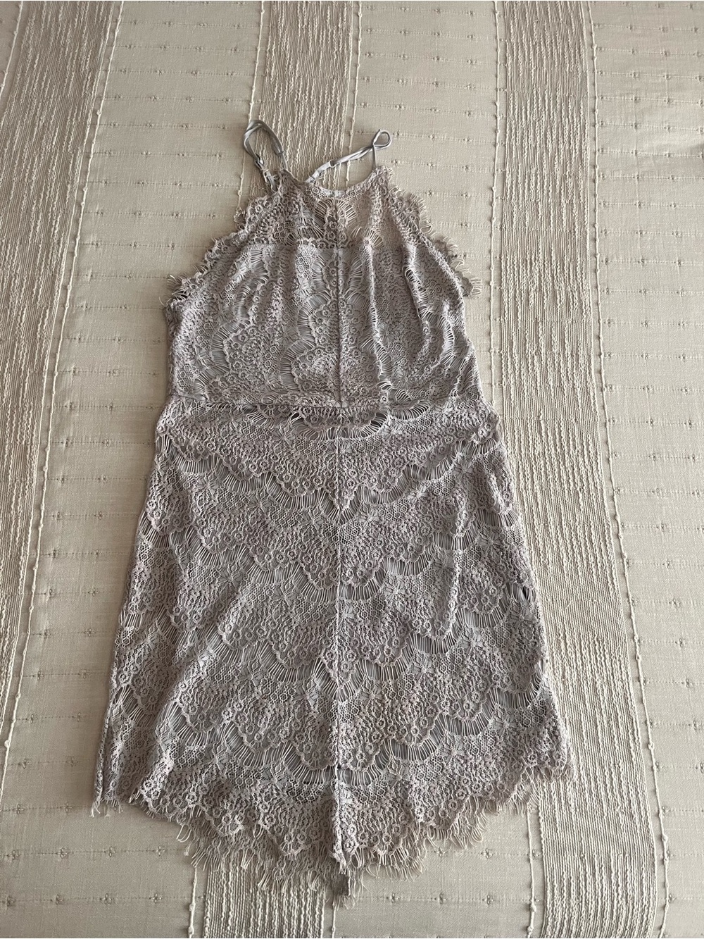 Free People Lace Halter Mini Dress – Taupe/Gray